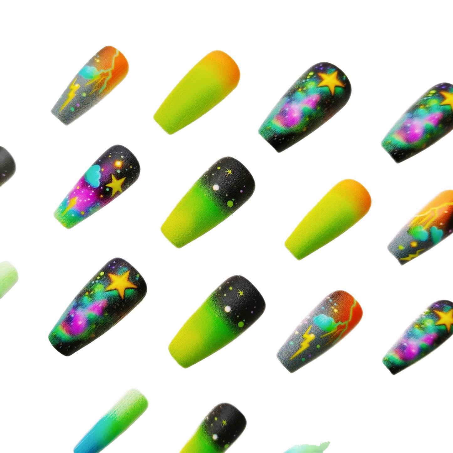 Kreative Kunstnägel mit Neon Galaxy-Motiv Brehn