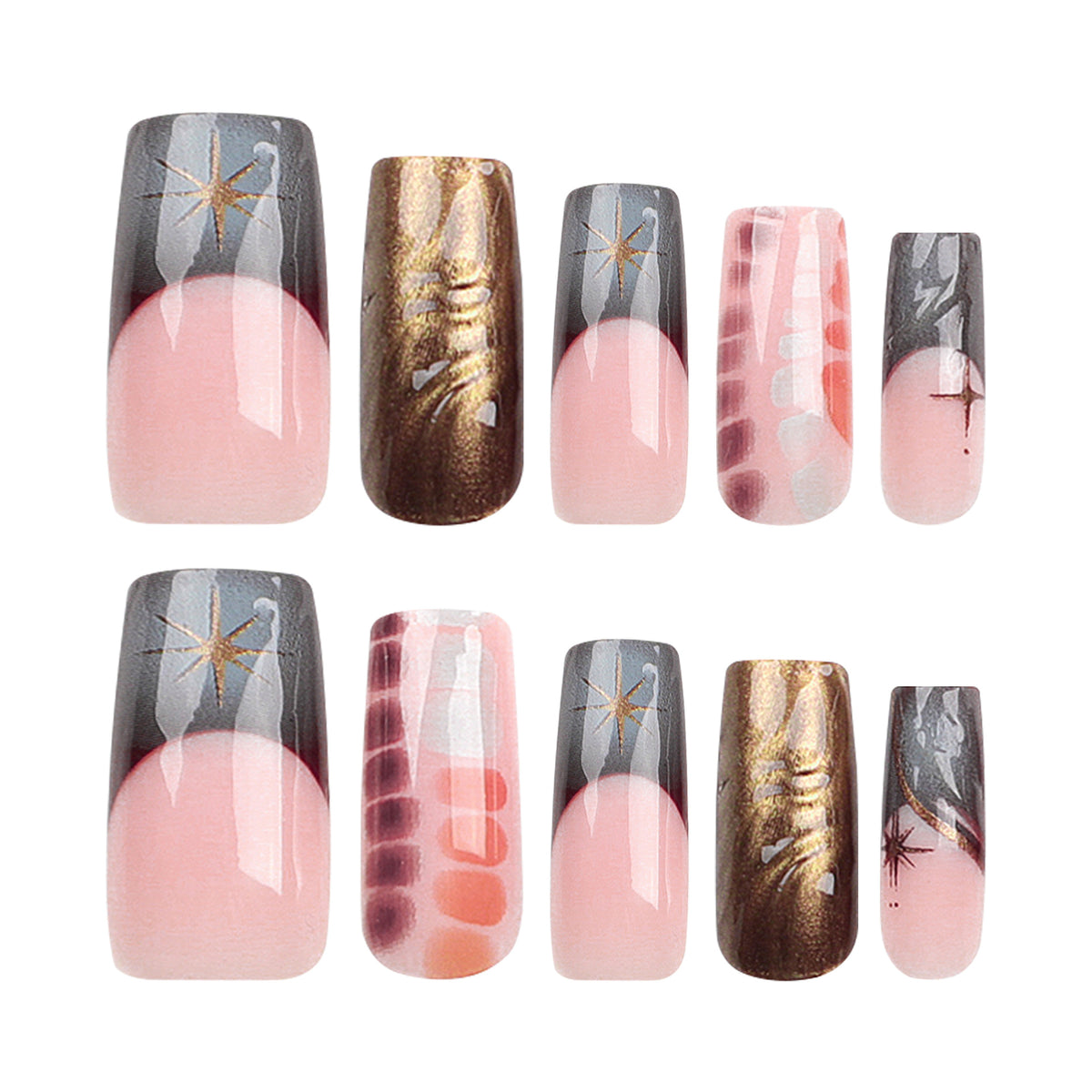Künstliche Nagelverlängerungen mit elegantem floralem Design Brehn