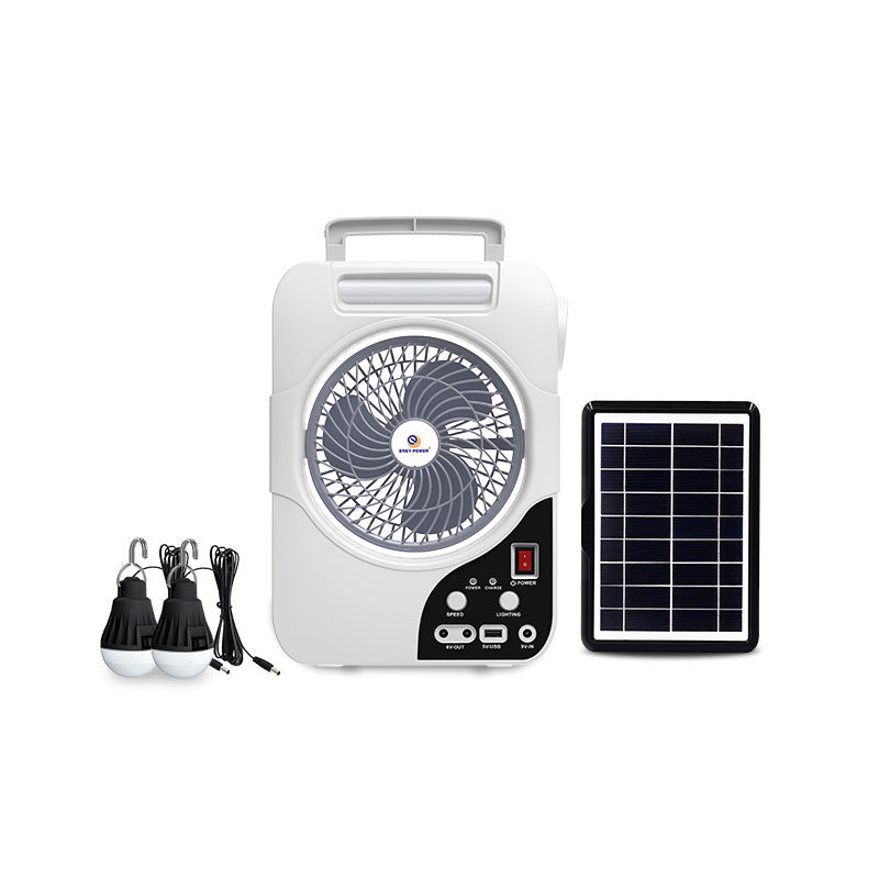 Unisex nan tragbares Solar-Lüftungsgerät mit integriertem Akku, LED-Leuchten und USB-Anschluss Brehn