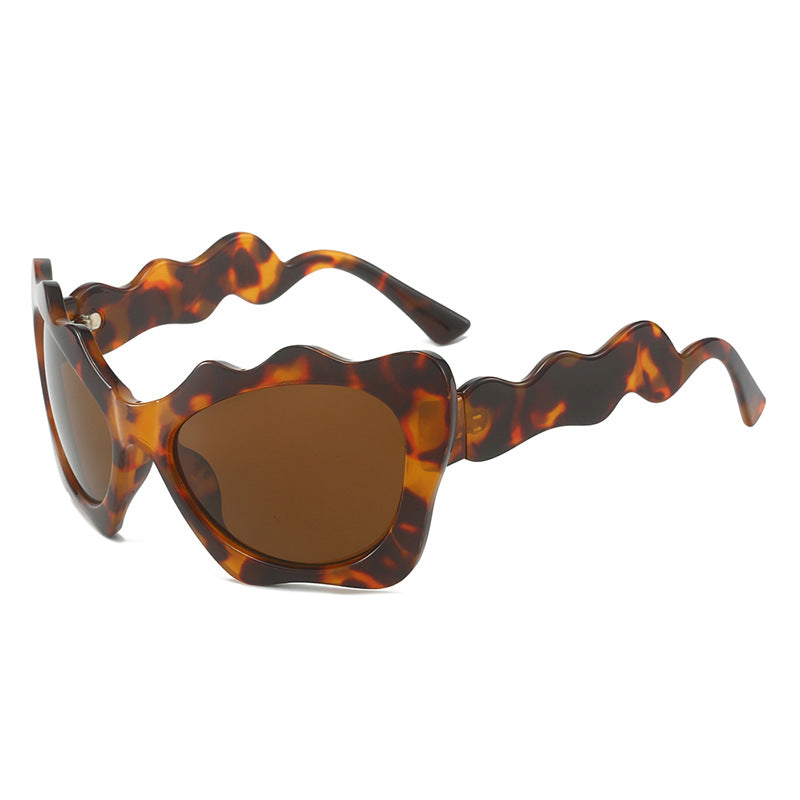 Damen extravagante Sonnenbrille mit wellenförmigem Rahmendesign Brehn