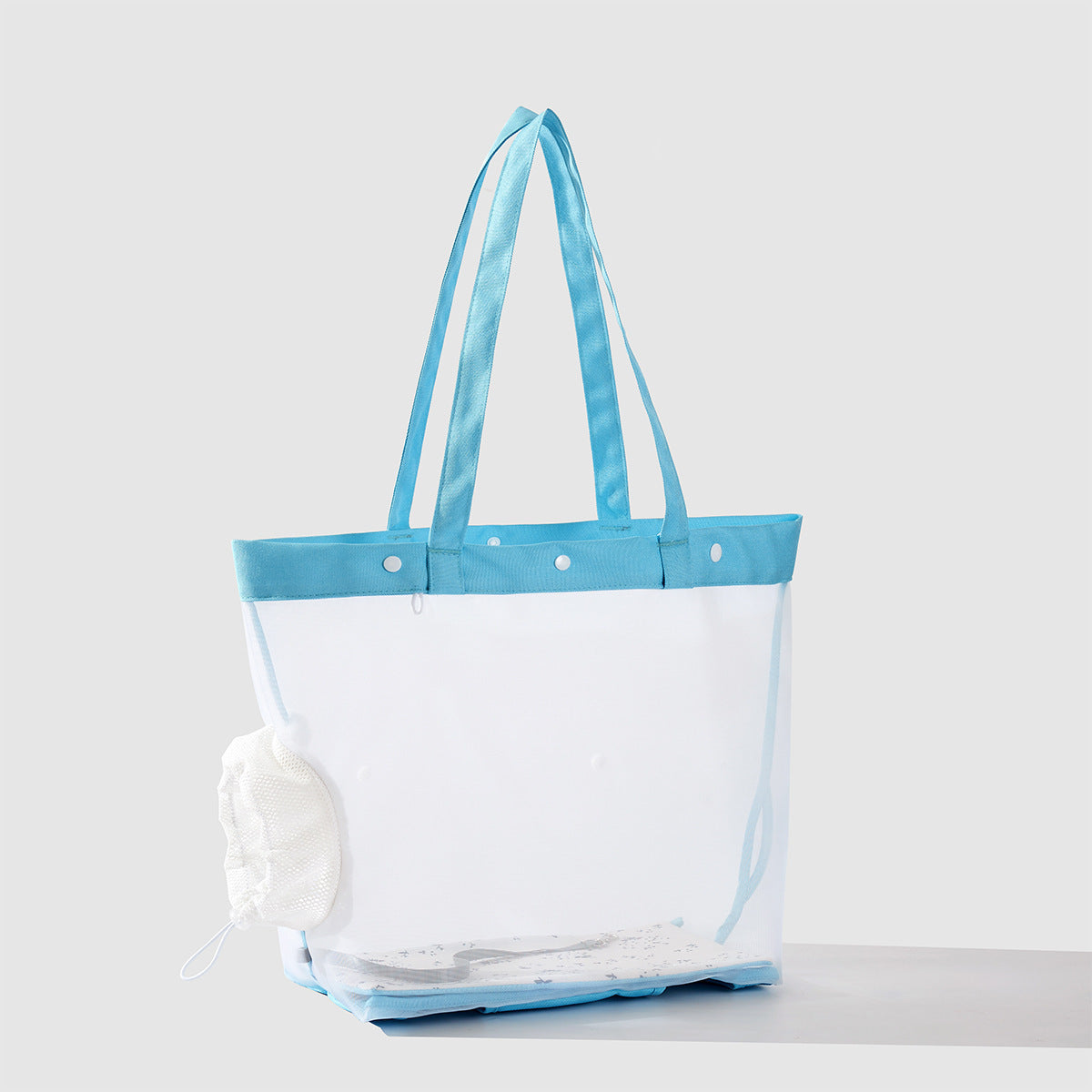 Damen transparente Strandtasche mit robusten Henkel und praktischem Innenfach Brehn
