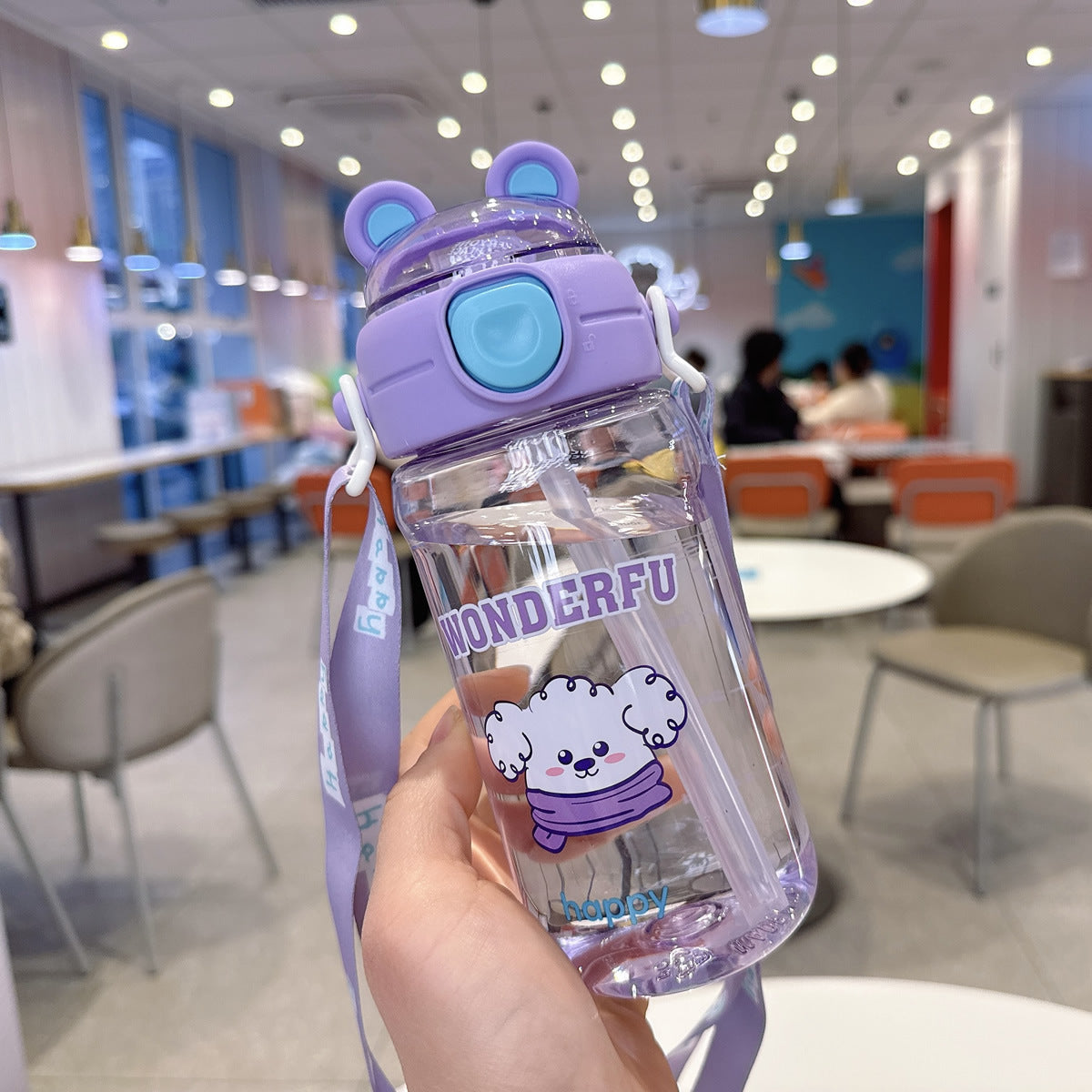Damen Verspielte wasserfeste Trinkflasche mit Trageband Brehn