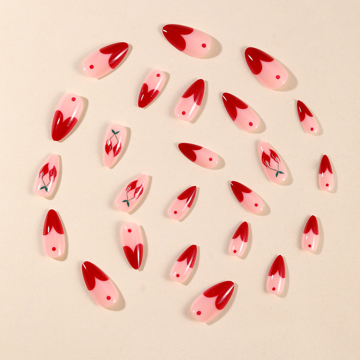 Blumen Herzförmiges Nagelkunst Set Brehn