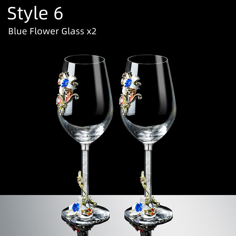 Metallic Flower Crystal Weingläser mit Dekanter Koffer Set | Brehn