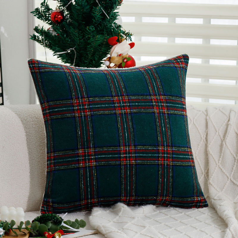 Karierter dekorativer Zierkissenbezug im Tartan‑Look aus weichem Microfleece Brehn