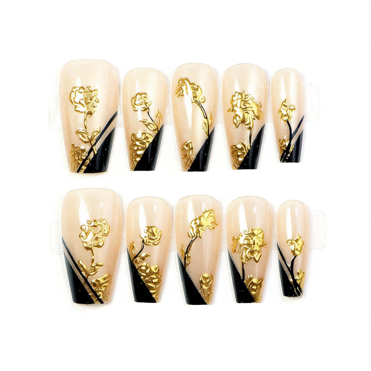Dekoratives Druck-Nagelkunst-Set mit elegantem Blumenmuster Brehn
