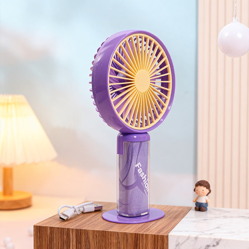 Kühlender kompakter tragbarer wiederaufladbarer Handventilator mit abnehmbarem Ständer und USB-Ladung Brehn