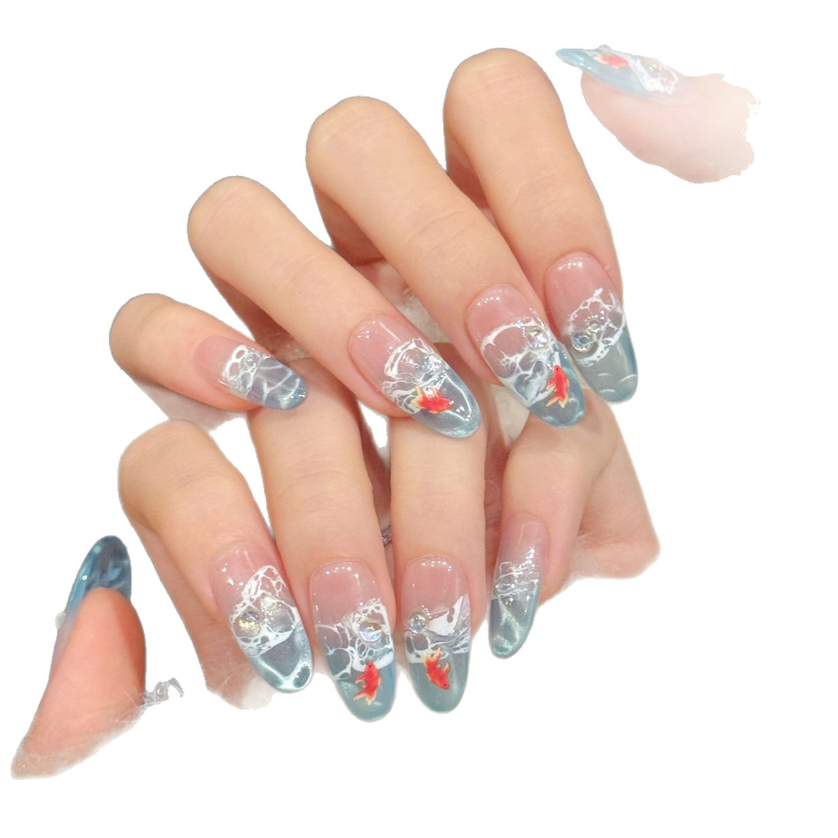 Künstlerisches Press-On-Nagelset mit einzigartigem handgemaltem Design