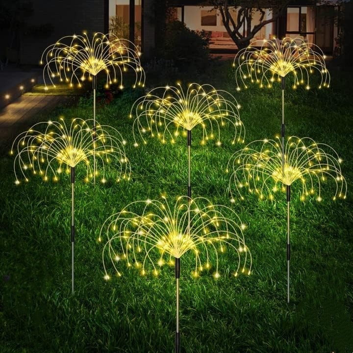 Solarbetriebene Faseroptik Löwenzahn Gartenstecklichter Mit wasserdichtem LED Feuerwerks Effekt Brehn