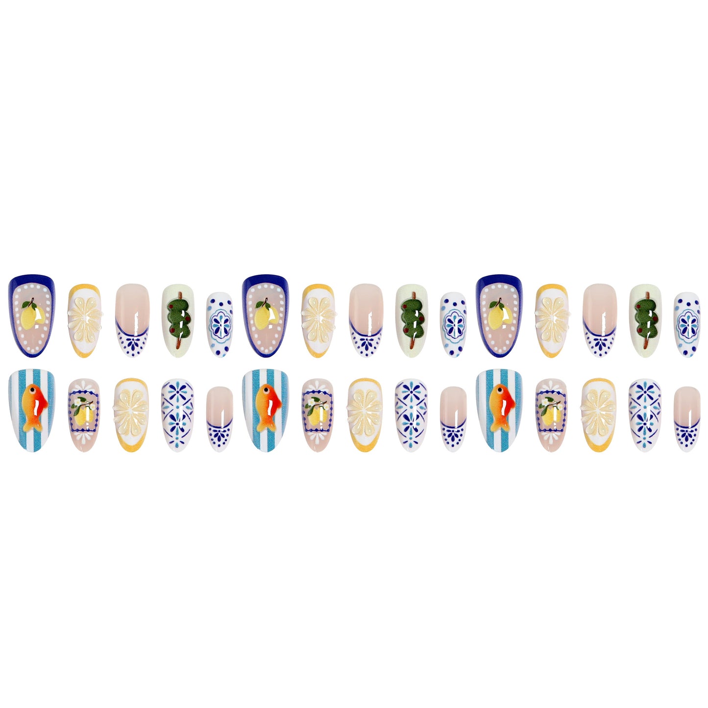 Kreatives Kunstnagelset mit floralen und tierischen Designs Brehn