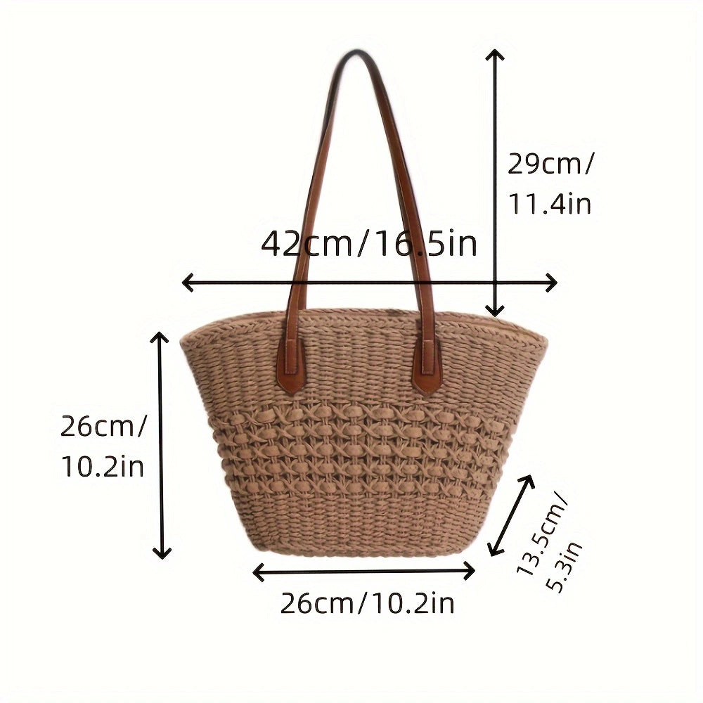 Handtasche Aus Geflochtenem Naturmaterial mit Eleganten Ledergriffen Brehn