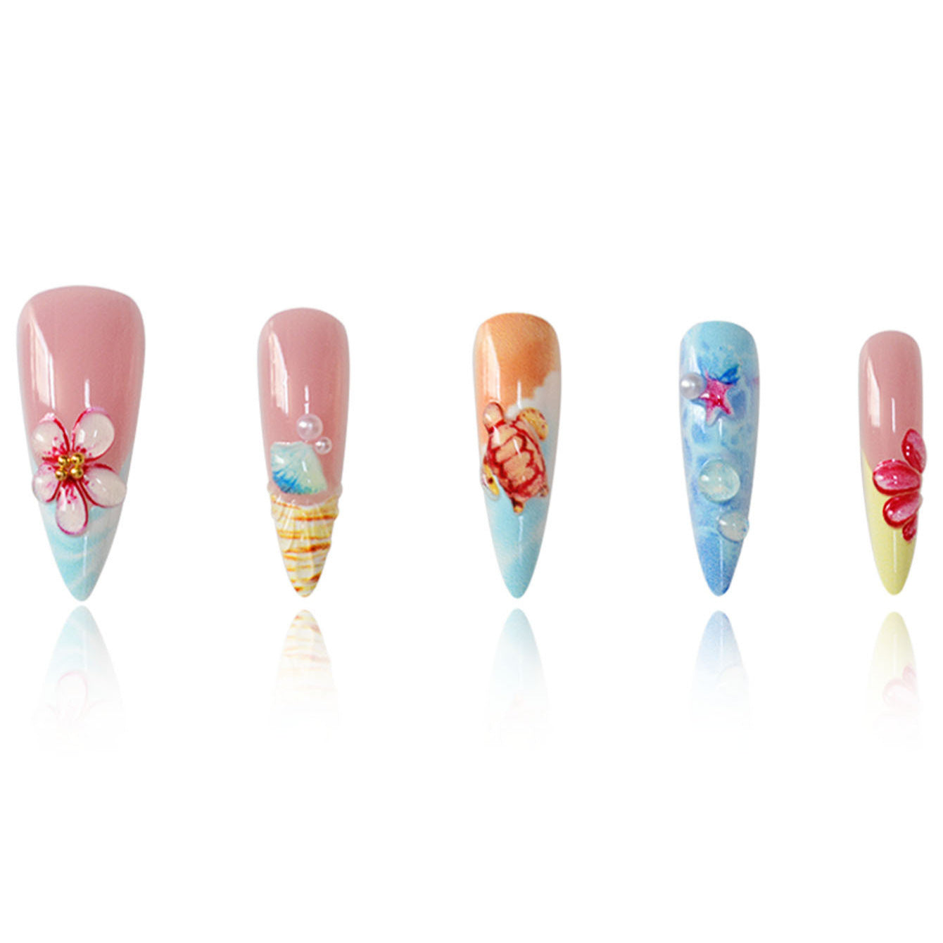 Kreative Meeres-Themen-Nagelkunst-Verlängerungen Brehn