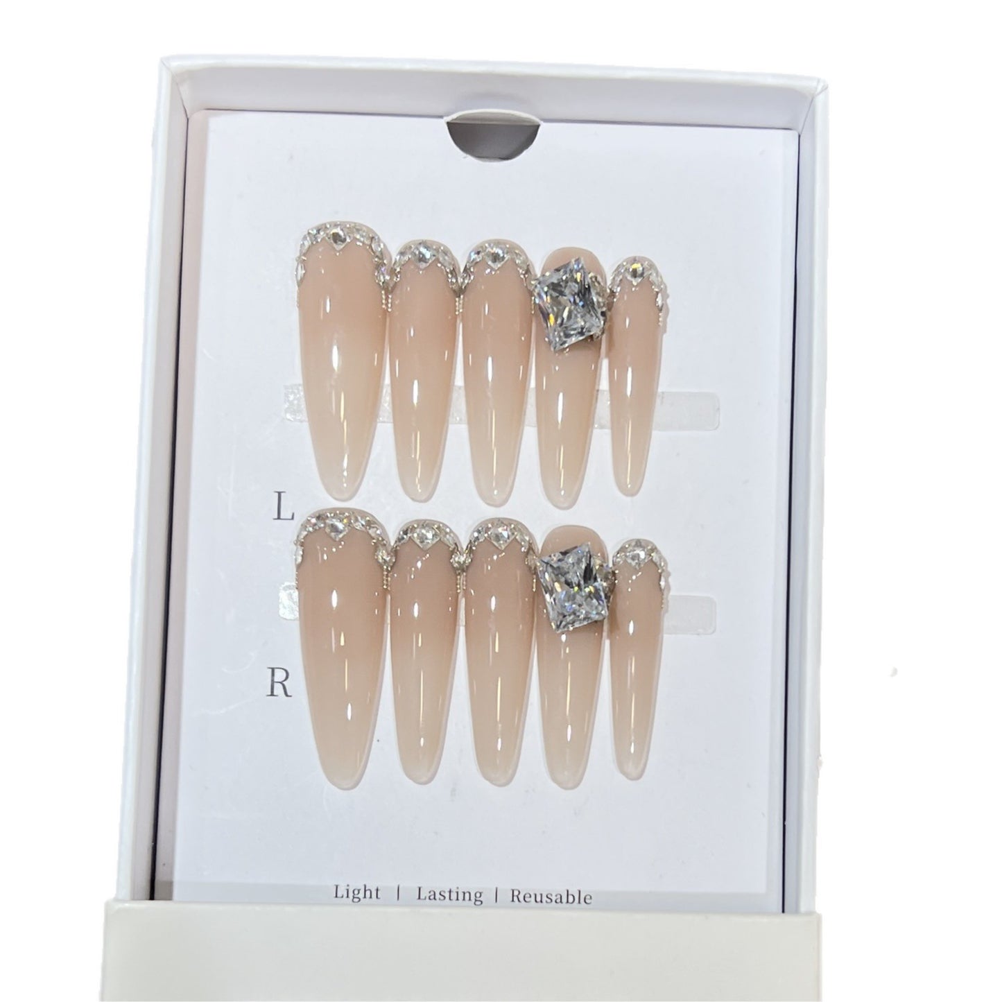 Rhinestone-verzierte Stiletto Press-On Nägel Brehn