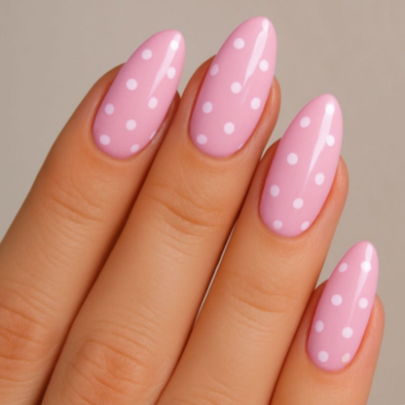 Künstlerisches mandelförmiges Press-On Nagelset mit Punkten Design Brehn