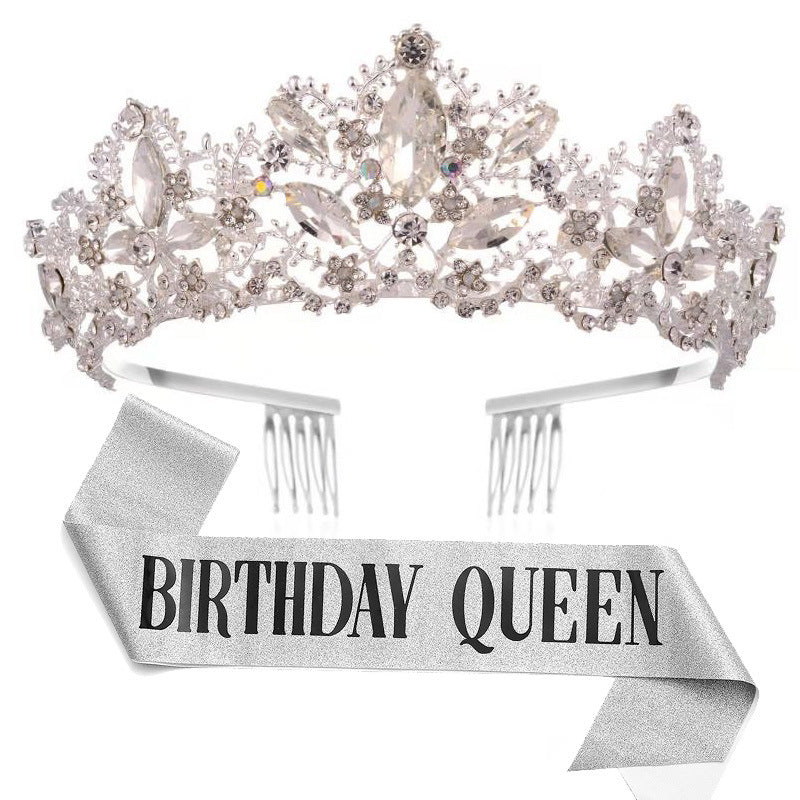 Damen Glitzernde Tiara mit "Birthday Queen"-Schärpe Brehn