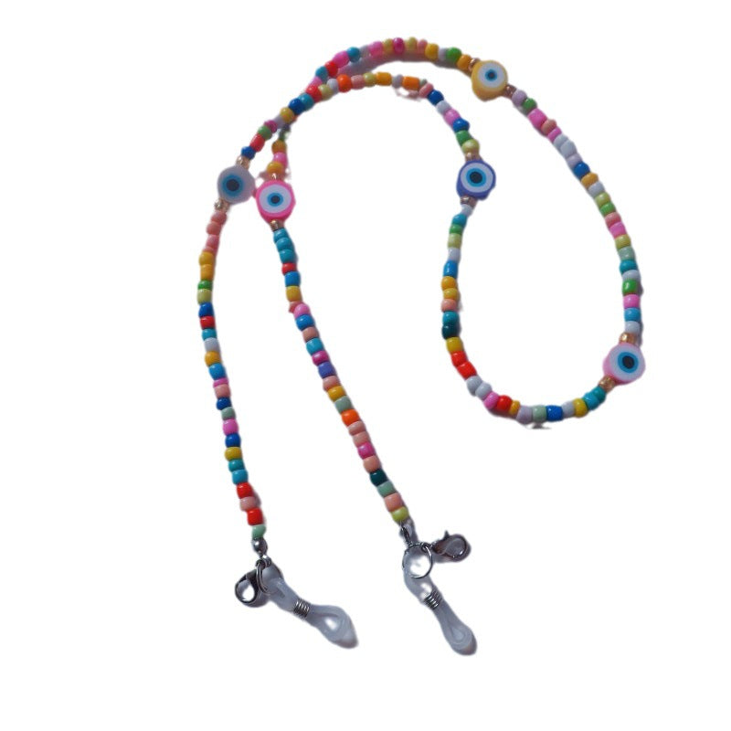 Bunte Brillenhalterkette mit Augenmotiven Brehn