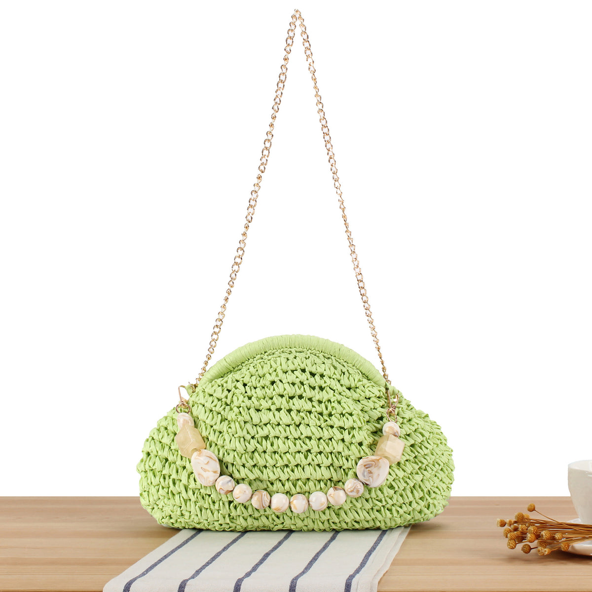 Schultertasche mit Eleganter Perlenverzierung Brehn