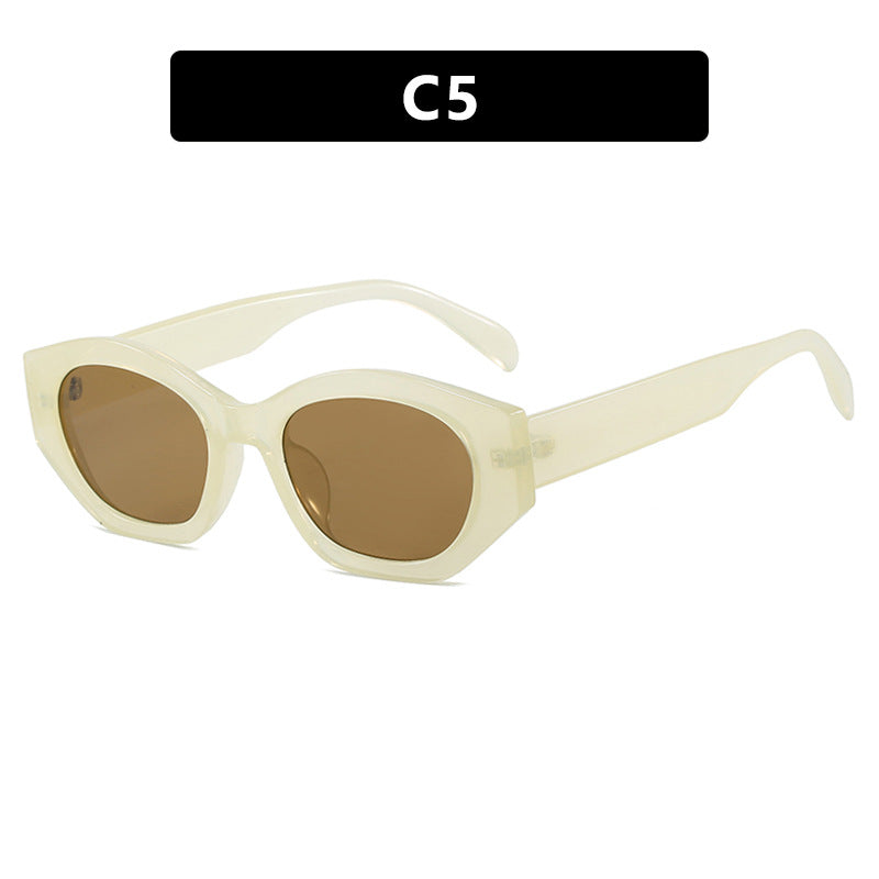 Damen geometrische Sonnenbrille mit trendigem, transparentem Rahmen Brehn