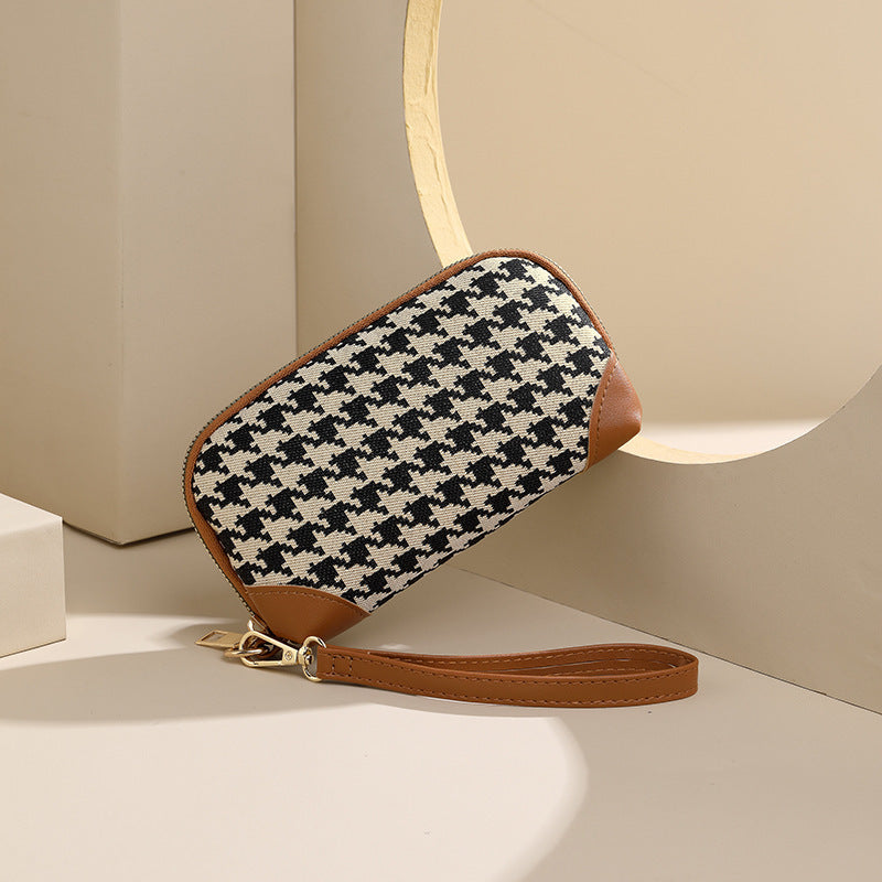 Elegante Hahnentritt Reißverschluss-Tasche Brehn