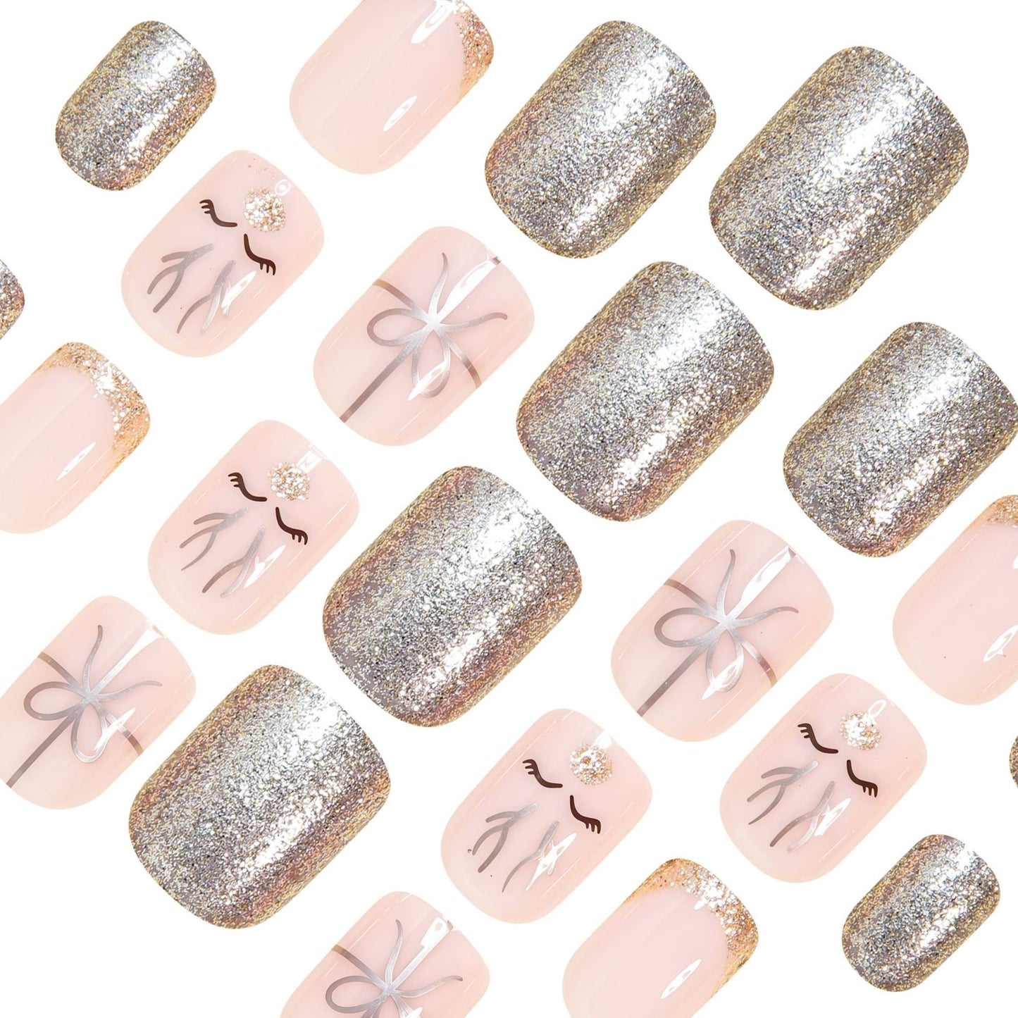 Elegantes Festliches Press-On Nagelkunst Set Brehn