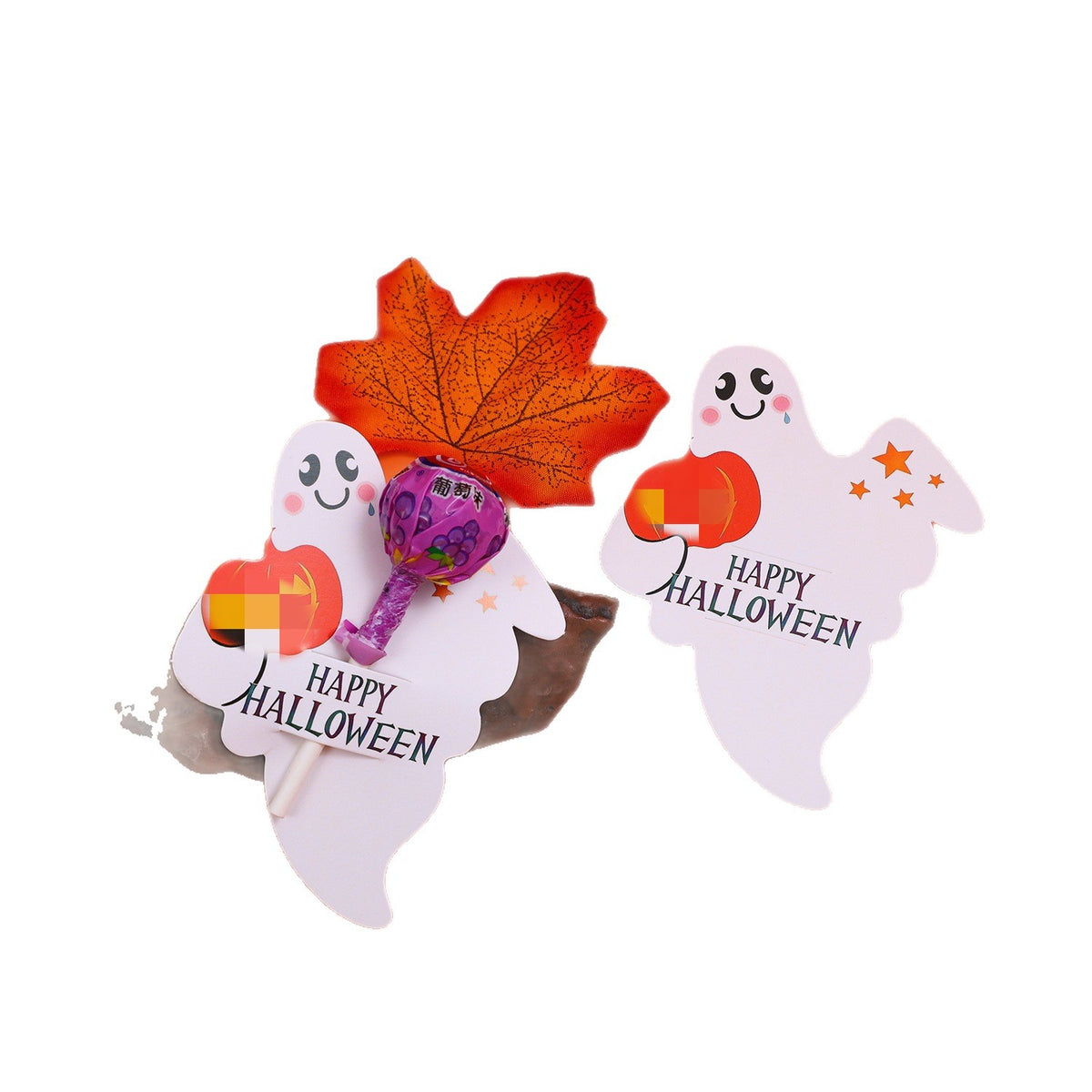 Halloween-Aufkleber Kürbis mit Hexenhut selbstklebend