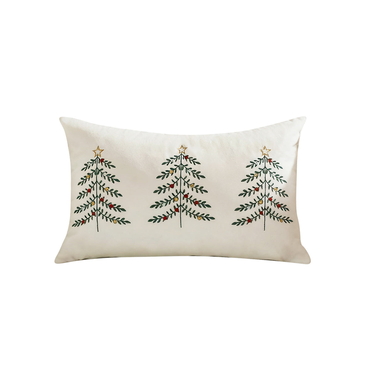 Bestickte festliche Rückenkissenhülle mit Trio-Weihnachtsbaum-Motiv