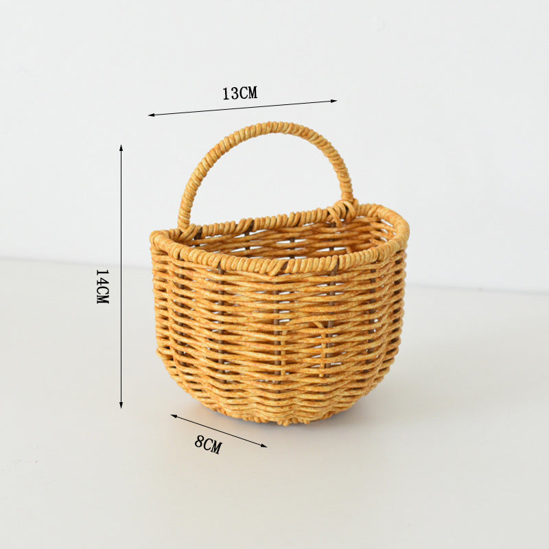 Wandregal Aus Naturbelassenem Holz mit Rattan-Einsätze Brehn