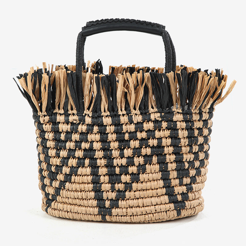 Damen Stilvolle, handgeknüpfte Strandtasche mit fransigem Design Brehn