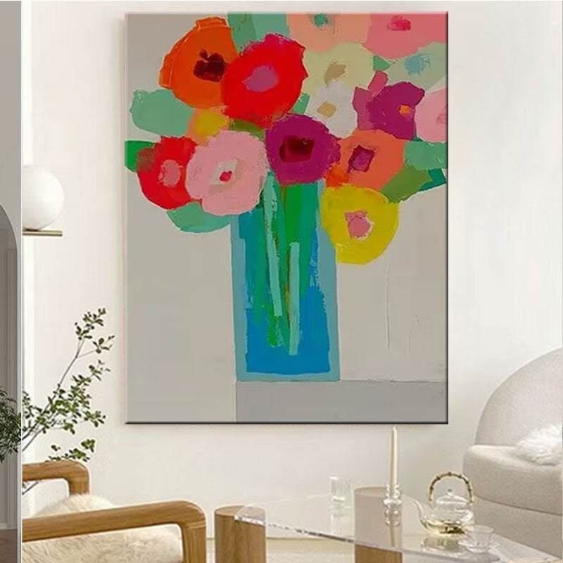 Farbenfrohe florale Leinwandkunst
