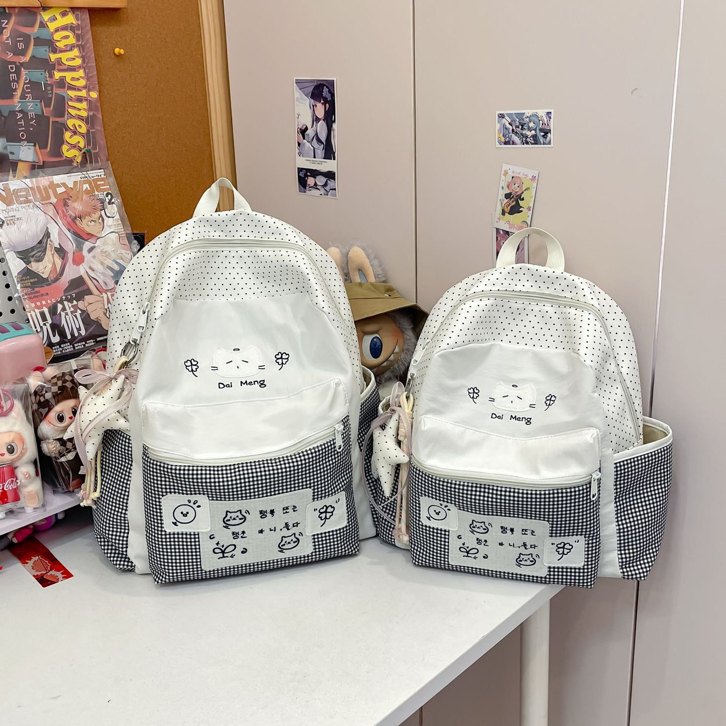 Niedlicher illustrierter Katzen-Themen-Rucksack