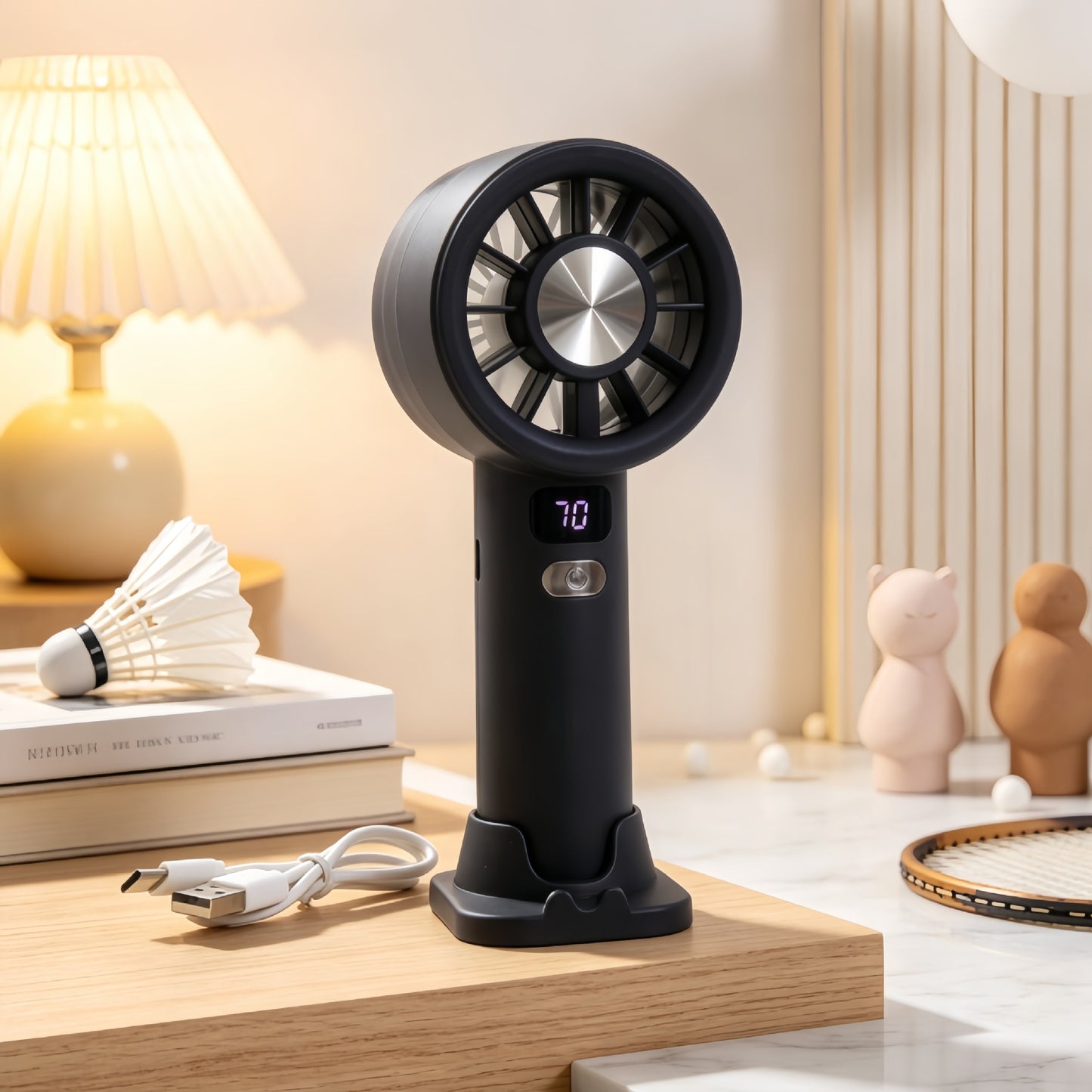 Damen tragbarer Handventilator mit LCD-Anzeige und USB-Ladefunktion Brehn