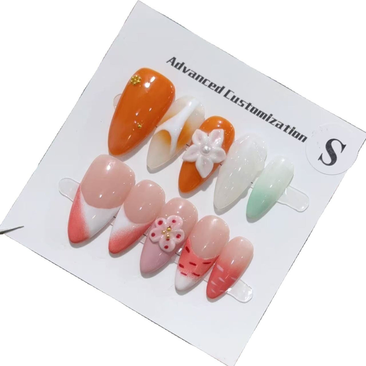 Personalisiertes Blumen-Themen Press-On Nagelkunst Set