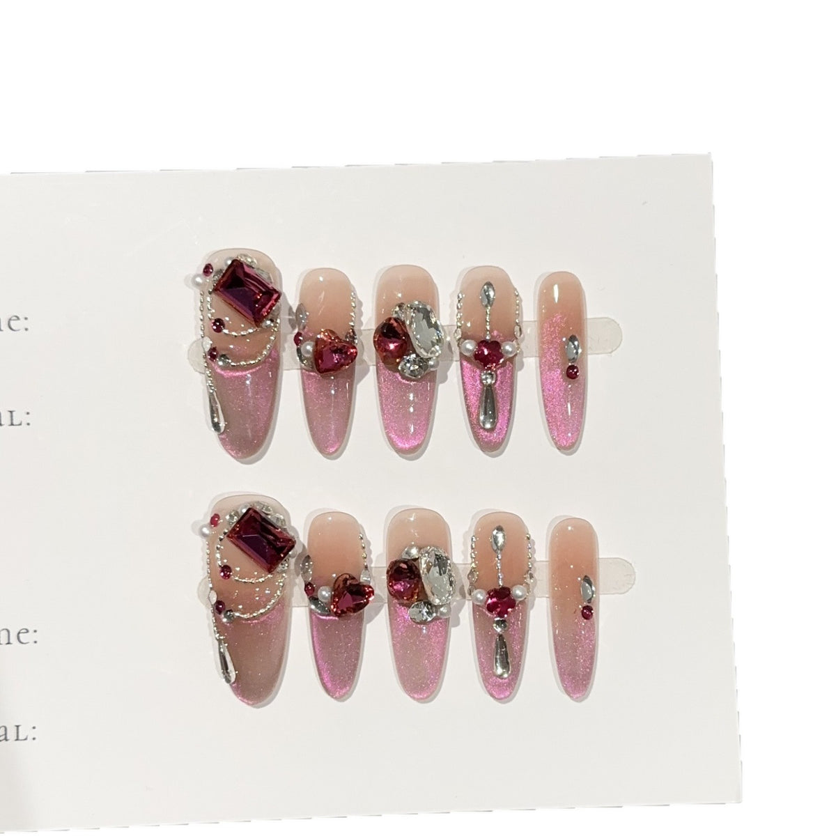 Glitzernde, mit Schmuck verzierte Press-On-Nagelset