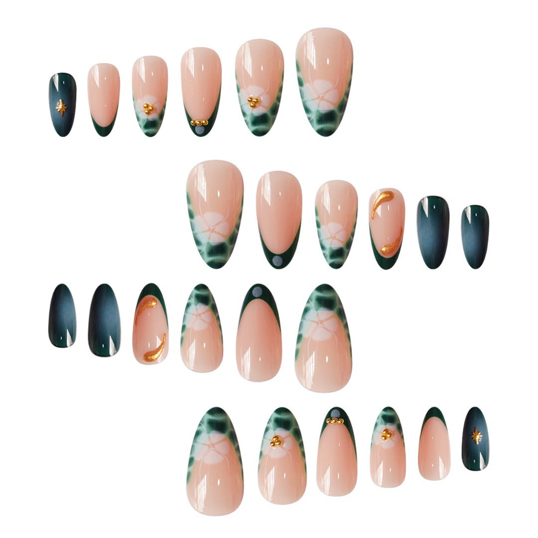 Elegante abstrakte florale Press-On-Nagelverlängerungen Brehn