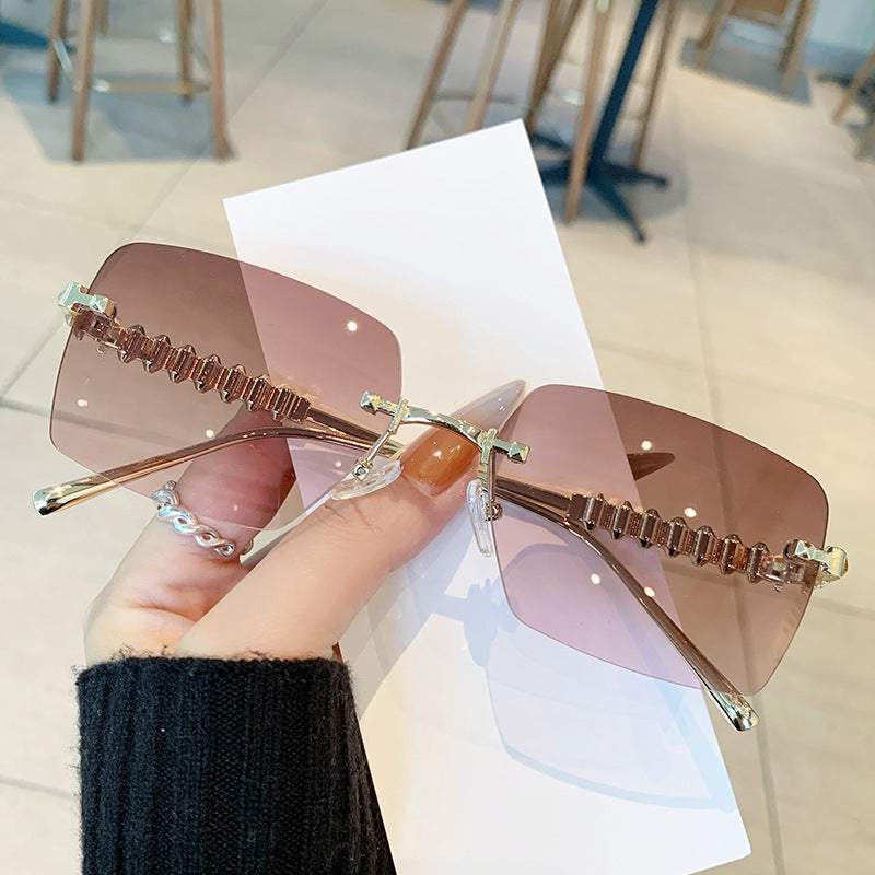 Oversized Geometric Shield Sonnenbrille Moderner Look