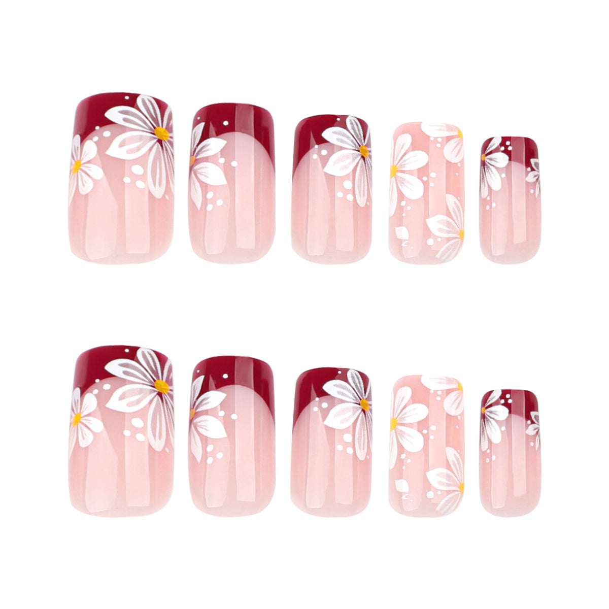 Kunstvolle Nagelverlängerungen mit Blumenmotiv Brehn