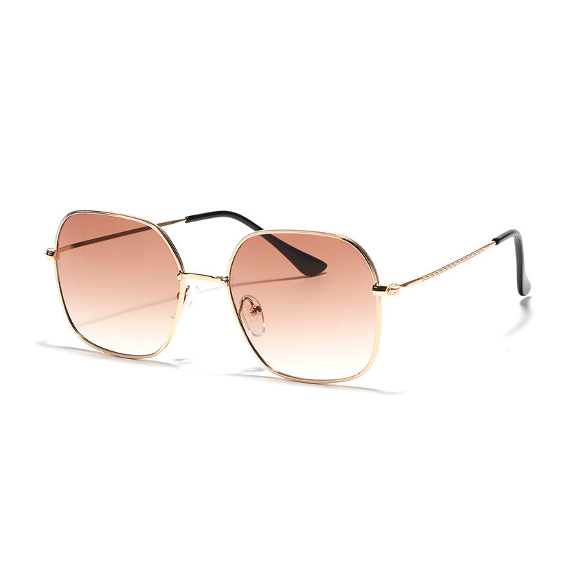 Damen modische quadratische Sonnenbrille mit schmalem Metallrahmen und UV-Schutz Brehn