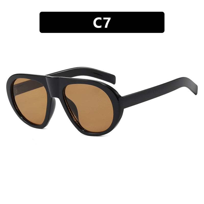 Damen auffällige Sonnenbrille mit futuristischem Rahmen und robustem Design Brehn