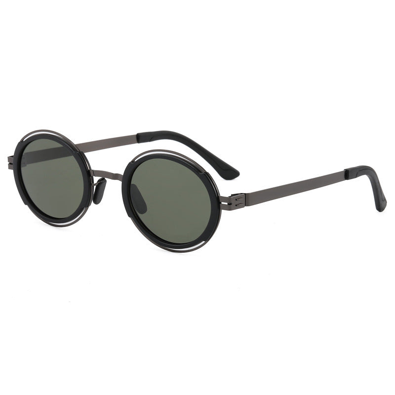 Damen modische runde Sonnenbrille mit elegantem Metallrahmen Brehn