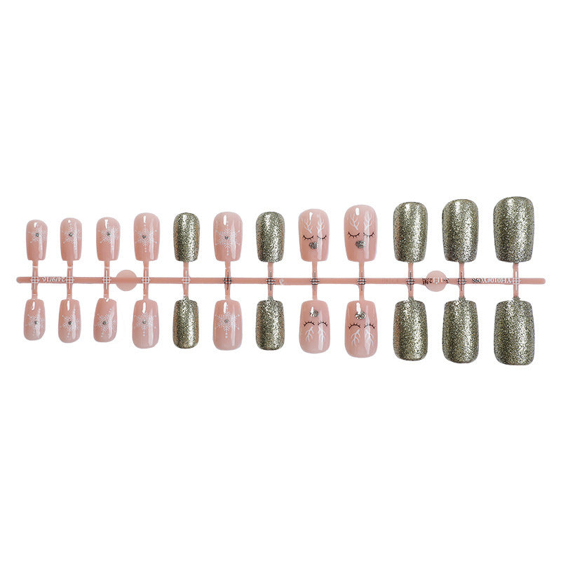 Kunstnagelset mit funkelndem Glitzer und zarten Designs Brehn