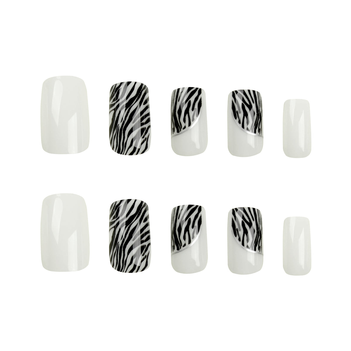 Kunstvolle Nagelverlängerungen mit stilvollem Zebra-Muster Brehn