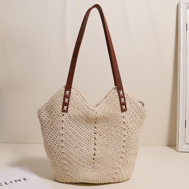 Handgefertigte Basttasche mit Robusten Ledergriffen Brehn