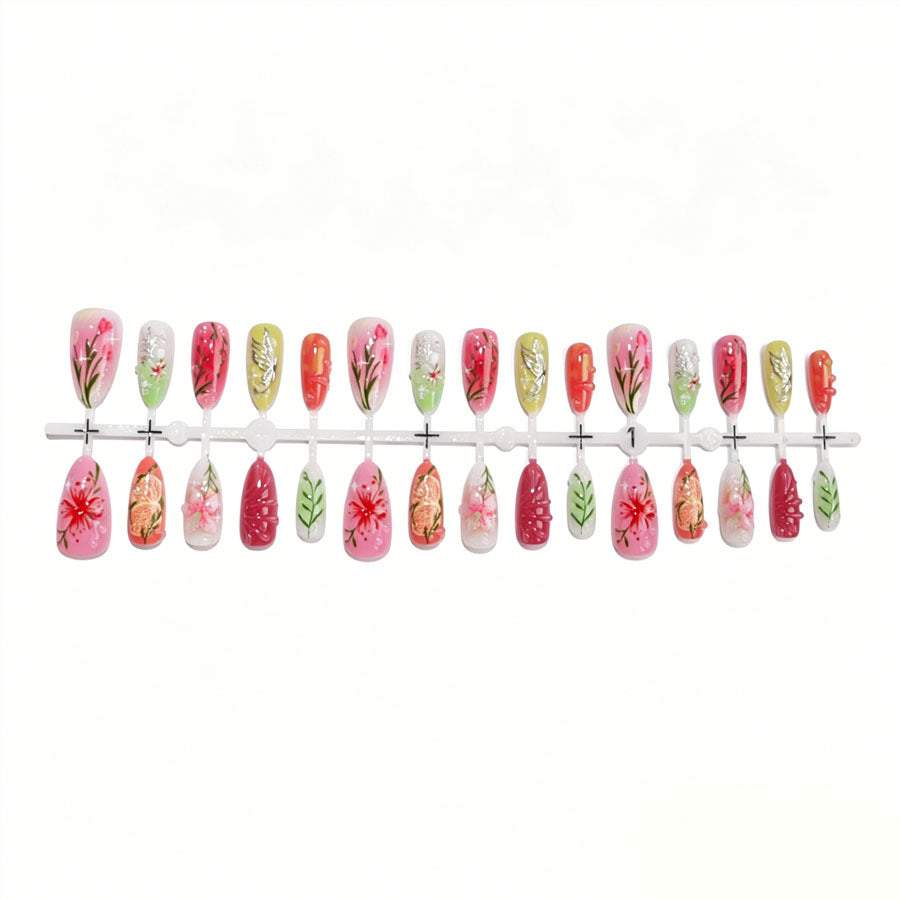 Künstlerisches Floral Design Nagelset Brehn