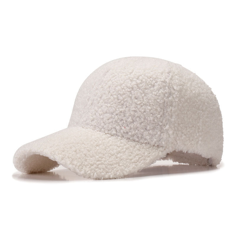 Sherpa Teddy Faux-Shearling Baseballmütze mit geschwungenem Schirm und verstellbarem Rückengurt Brehn
