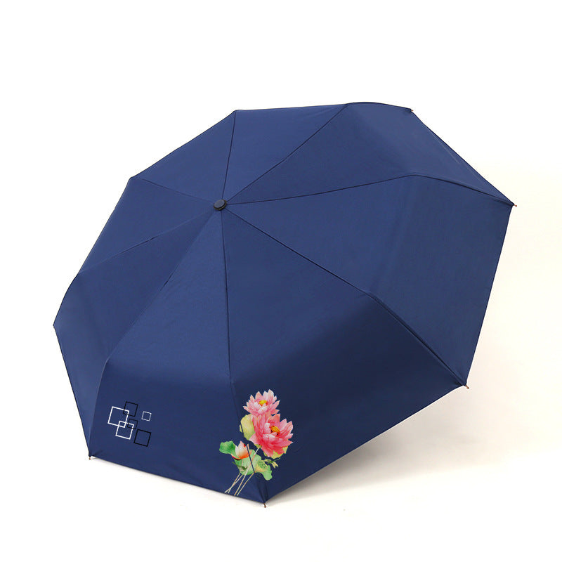 Damen Falt-Regenschirm mit elegantem Blumenmotiv Brehn