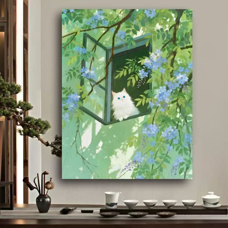 Verspielt Katze Aquarell Wandkunst Brehn
