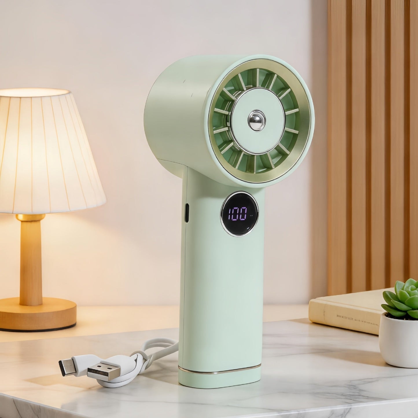 Frauen Tragbarer Mini Ventilator mit Digitalanzeige Brehn