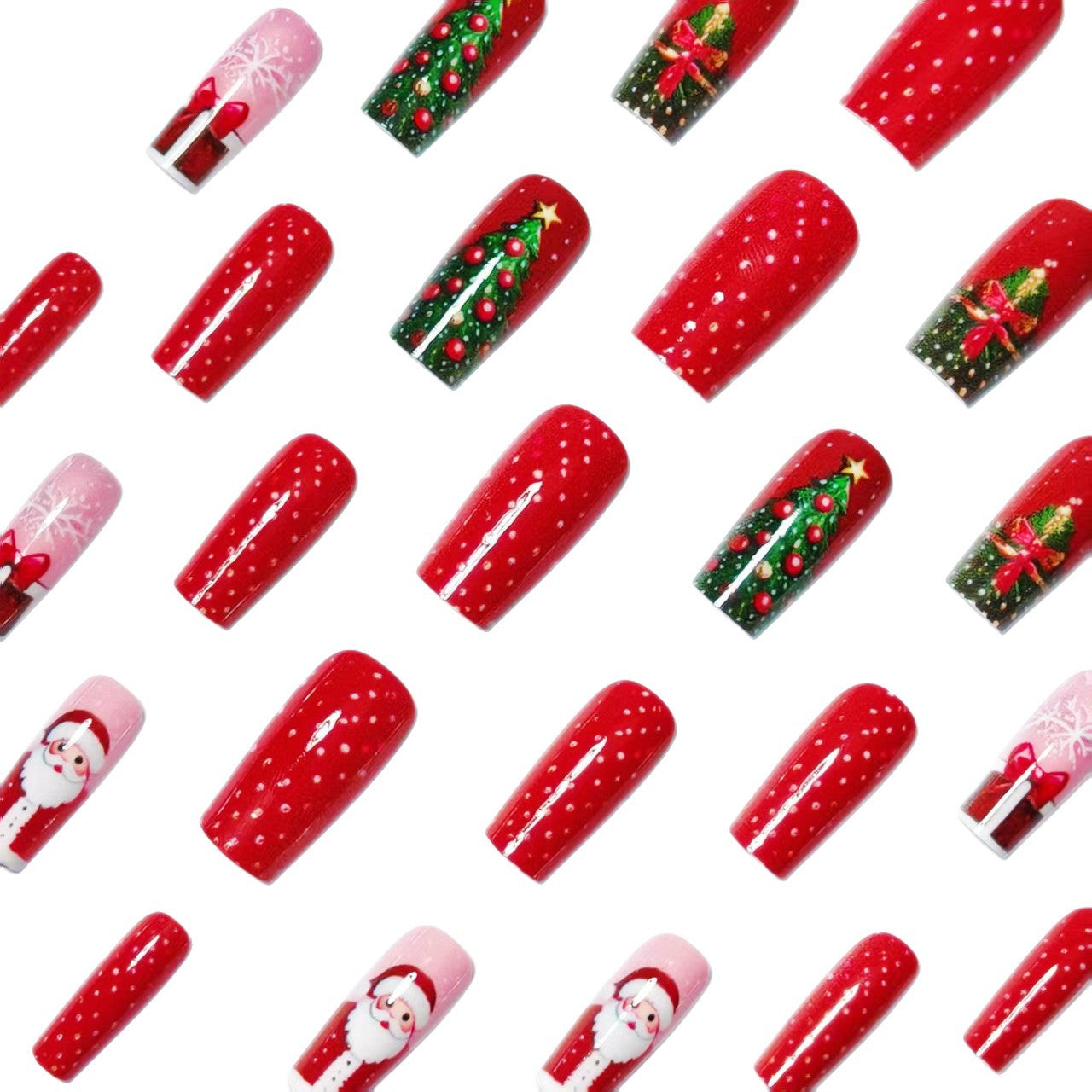 Weihnachtskunstnägel mit Festlichem Santa und Tannenbaum Design Brehn