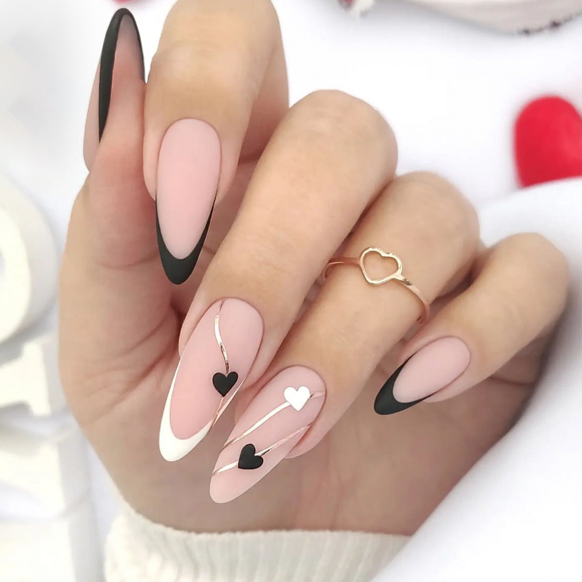 Elegante Herz-Themen Acryl Nagelkunst Verlängerungen Brehn