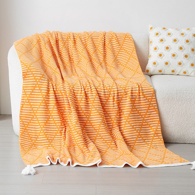 Damen Strickdecke mit geometrischem Muster Brehn
